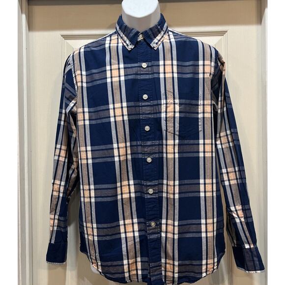 Noble Mount Button Front Shirt Men's Size M Multicolor Dark Plaid Long Sleeve - Picture 1 of 8